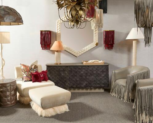 Ostrich Fluff chair and ottoman