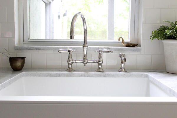 Chesterfield kitchen bridge faucet with side spray 9458 in Polished Chrome 26