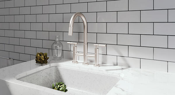 East linear kitchen bridge pull-down faucet 1500-5463 in Stainless Steel PVD 20