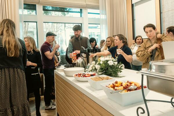 Guests enjoying the breakfast spread