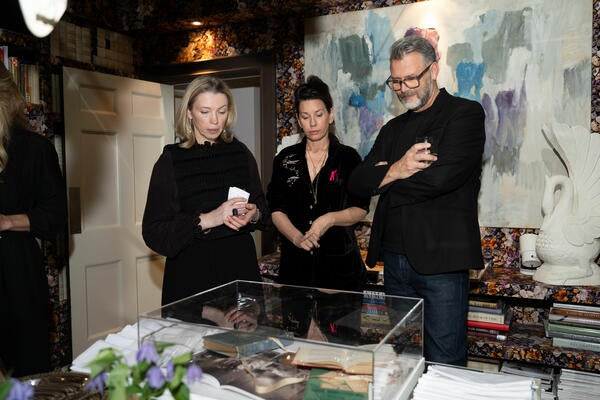 Gillian Gillies, Colette van den Thillart and Ernst Hupel view the Elsie de Wolfe display