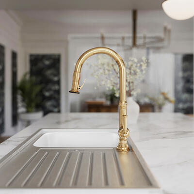 Jacobean kitchen trigger-spray faucet (2470–5183) in Forever Brass (01)