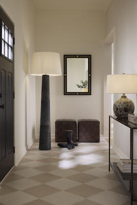 Robertson Floor Lamp,Lloyd Mirror, Magma Table Lamp, Woven Leather Ottoman