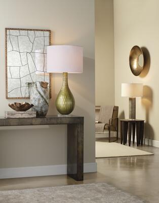 Fractured Mirror, Serpentine Table Lamp,Charlemagne Console Table