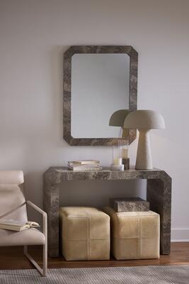 Grounded Console Table,Ravine Mirror,Papier Table Lamp, Small Ottoman,Valley Box