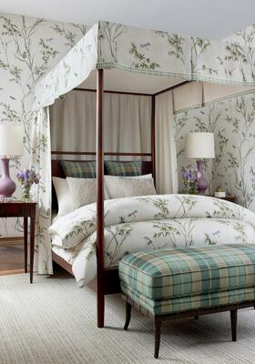 Virginia wallcovering and fabric in Beige and Sage