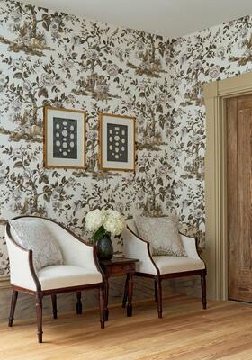 Forest Lodge wallcovering in Brown and White