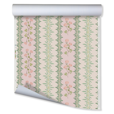 Cottage stripe Chandler wallpaper in Pink Green