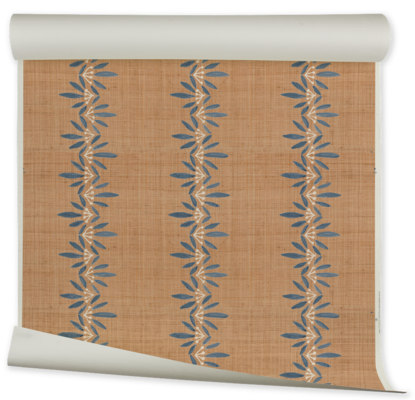 Anne Grasscloth wallcovering in Quaker Blue Natural