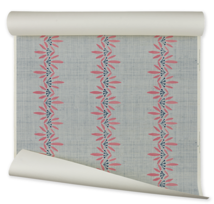 Anne Grasscloth wallcovering in Carnation Pink Blue