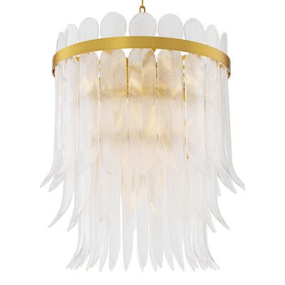 Chandelier Erika L: Inspired by the plumed fans and jeweled headdresses of flapper-era soirees