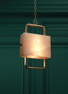 Chandelier Melbourne: In perfect equilibrium, alabaster floats within a minimalist frame