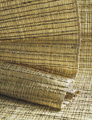 Tendril woven-to-size grassweave windowcovering shown in LE6960 Ebon and LE6909 Gold