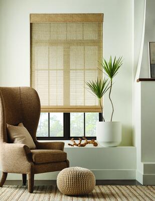 Birdsong woven-to-size grassweave windowcovering shown in LE7109 Wren