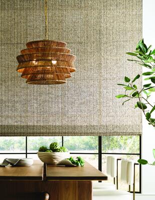 Tendril woven-to-size grassweave windowcovering shown in LE7060 Ebony