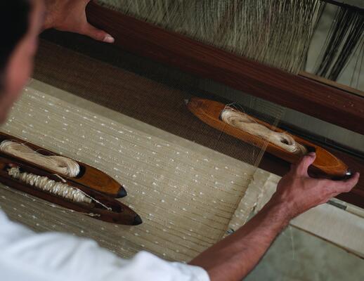 Birdsong woven-to-size grassweave windowcovering on the loom