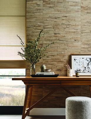 Winding Path handcrafted natural wallcovering made of water hyacinth fibers