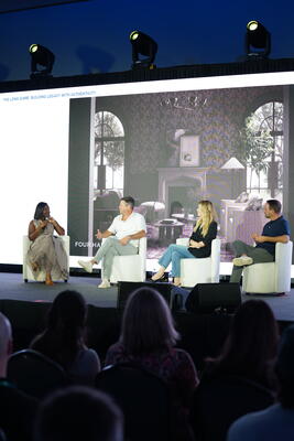 Carisha Swanson, Matthew Briggs, Amber Lewis and Adam Dunn sharing insights during a panel discussion on building legacy with authenticity