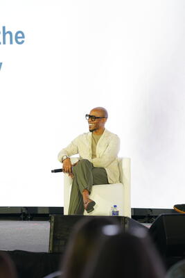 Designer Corey Damen Jenkins during the “Comfort is the New Luxury”  panel, sponsored by Sunbrella