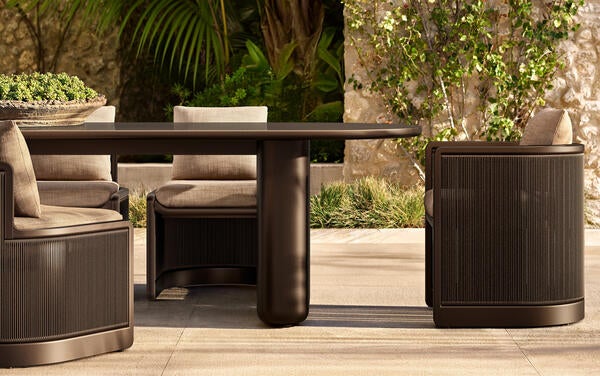 Brera dining collection in all-weather aluminum and rope