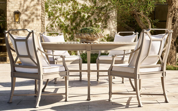 Antibes dining collection in all-weather aluminum