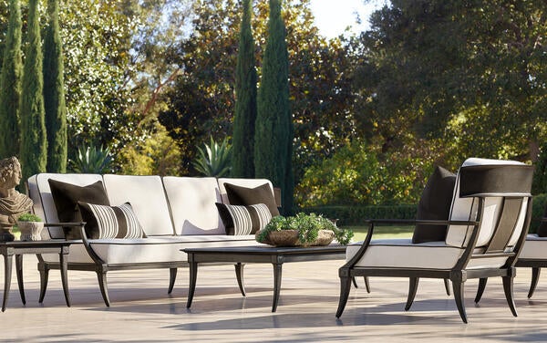 Klismos collection in all-weather aluminum