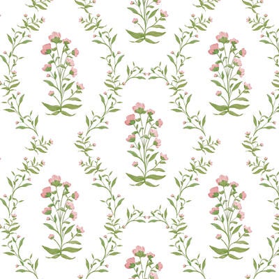 Perennials in Tearose (wallpaper and fabric)