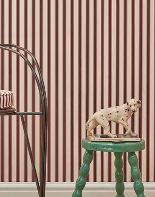 Nanny’s Stripes wallpaper in Poppy (PB011-PO-Roll)
