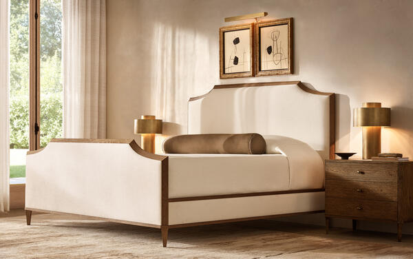 Delphine camelback bed in American white oak
