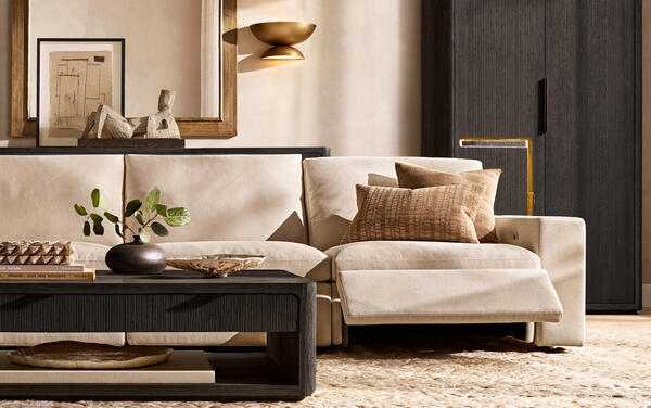 Stratus recliner sofa shown with the Cambria coffee table