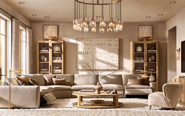 Stratus recliner sectional shown with the Cambria coffee table
