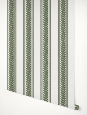 Maison Stripe wallpaper in Dark Green; sold by 11-yard roll