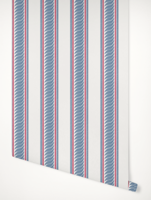 Maison Stripe wallpaper in Blue & Red