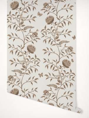 Lennox in Antique Brown; 27-inch-wide pretrimmed clay-coated matte, sold by 11-yard roll