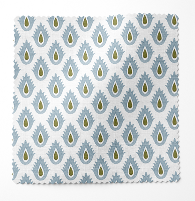 Kingston fabric in Light Blue & Green; 54 inches wide, 3-yard minimum order