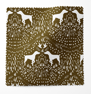 Dixie fabric in Brown Reverse; also available as wallpaper 