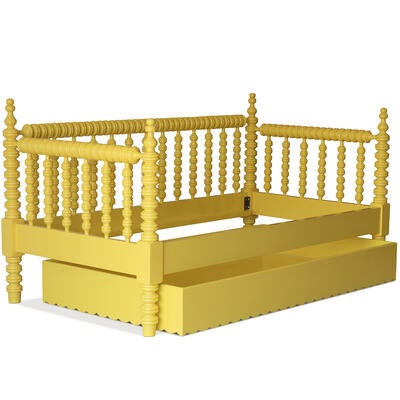 The hand-turned Harriett spindle daybed is an artisanal masterpiece and bona fide eye-catcher wherever it’s placed