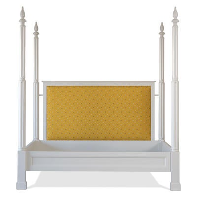 The Finnian’s upholstered four-poster bed is a perfect blend of modern and timeless for every bedroom
