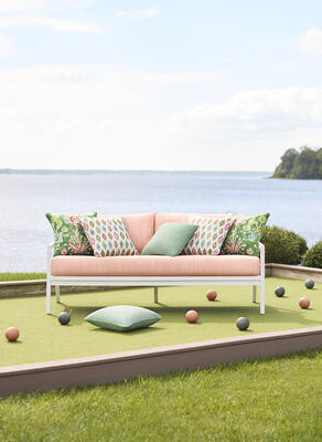 Jasper in Poppy; Lilia Print in Kelly; Beliza in Pool and Spice; Perry in Forest with crew cord