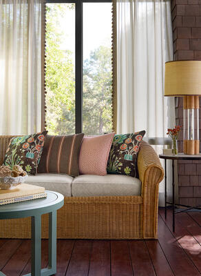 Lilia Print in Brown; Perry in Clay; Tamarac in Flax with new tapes and trims from Volume 6