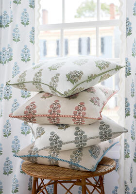 Audrey fabric color series in Blue, Grey, Beige, Blush, and Spa Blue.