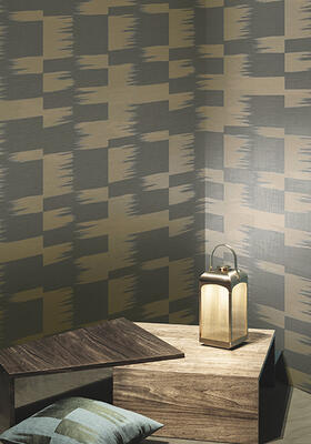Stromboli Wallcovering in Taupe on Champagne