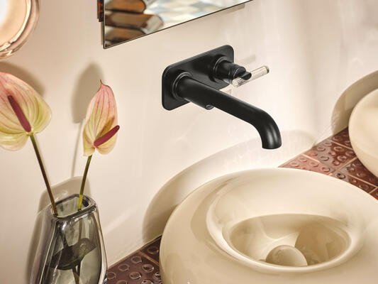 The Roccesco bath collection is equal parts sculptural and livable