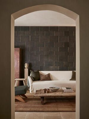 Synamay Stitch wallcovering in Metal