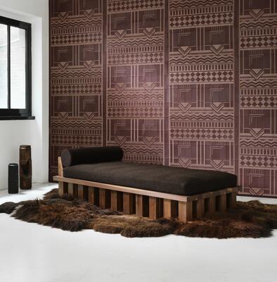Palazzo from Arte’s Corium wallcovering collection features stitched and embroidered leather