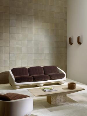 Reliure from Arte’s Allures collection features stitched suede squares 