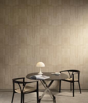 Gizeh from Arte’s Luxor wallcovering collection features a 1920s–inspired motif