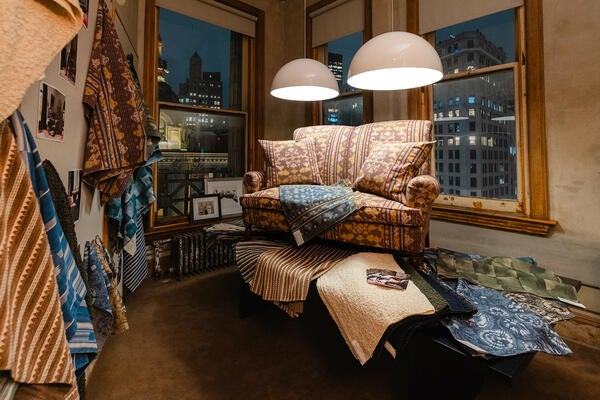 A vignette featuring Alfredo Paredes x Kravet Couture’s new Cocuyo fabric collection