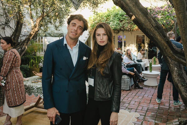 Guests visiting the CW Stockwell x Sunbrella installation at the Chief Courtyard