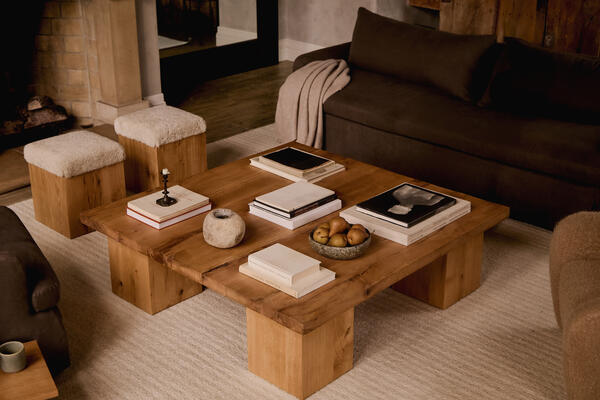 Eik square coffee table made from knotted French oak with an oil finish